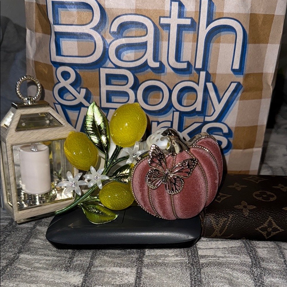 Pink Pumpkin Decor with Butterfly Accent